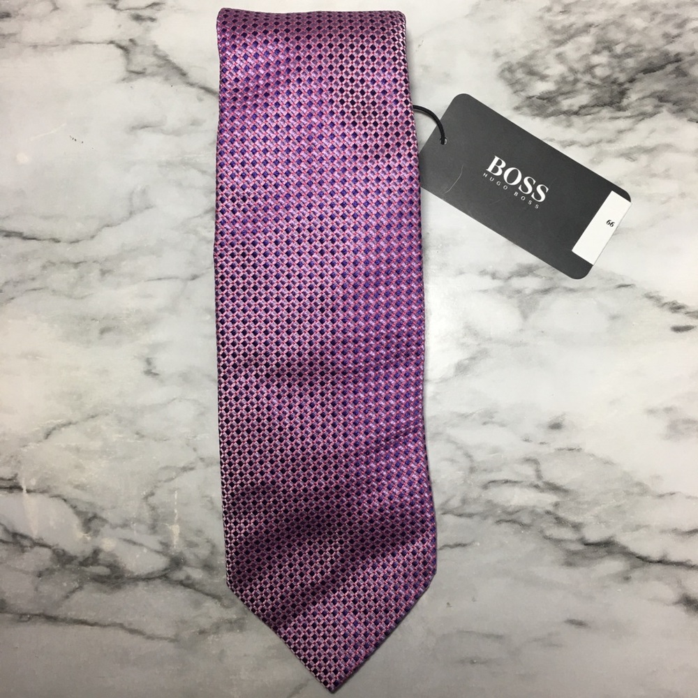 Hugo Boss Pink Diamond Print Silk Tie
